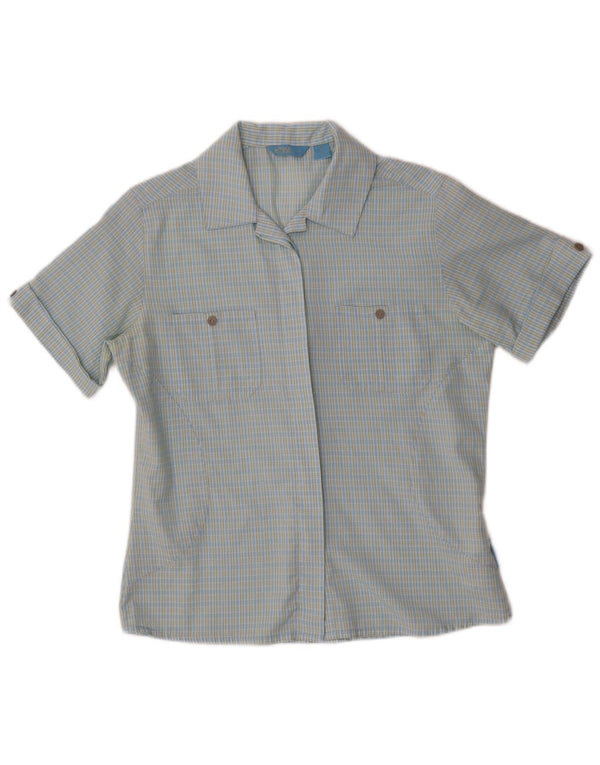 SALEWA Damen Kurzarmhemd UK 10 Small Blue Check Polyester