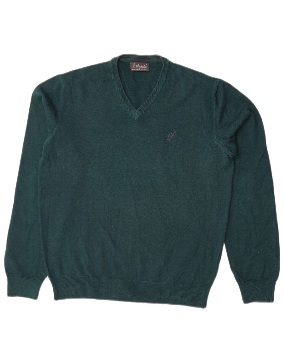 AUSTRALIAN L'ALPINA Herren-Pullover mit V-Ausschnitt aus mittelgrüner Wolle