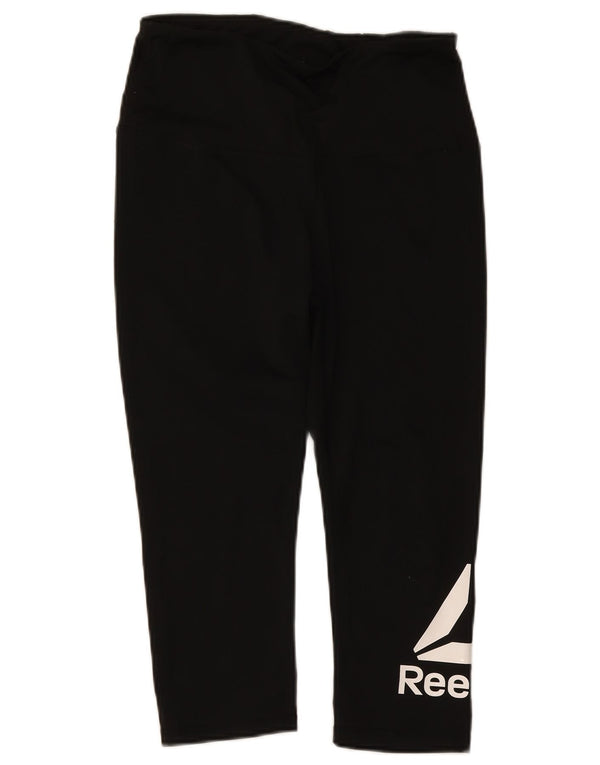 Reebok Damen Graphic Capri Leggings UK 12 Medium Schwarz