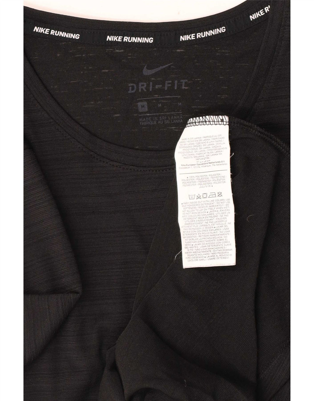 Nike Herren Dri Fit T-Shirt Top Mittelschwarzes Nadelstreifen-Polyester