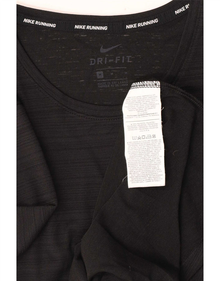Nike Herren Dri Fit T-Shirt Top Mittelschwarzes Nadelstreifen-Polyester