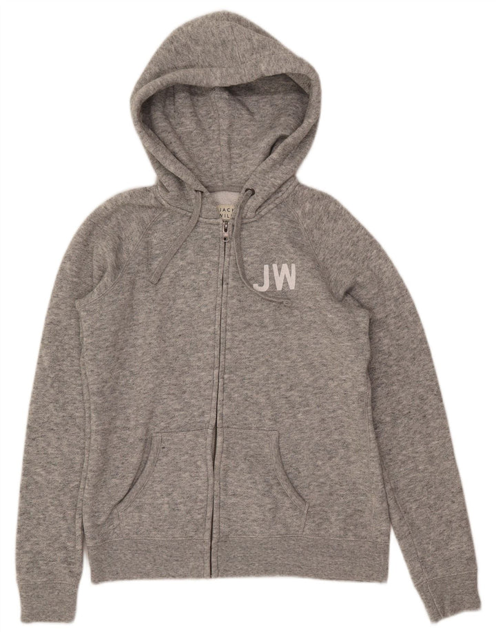 JACK WILLS Damen-Kapuzenpullover mit Reißverschluss, UK 14, großes grau geflecktes Polyester