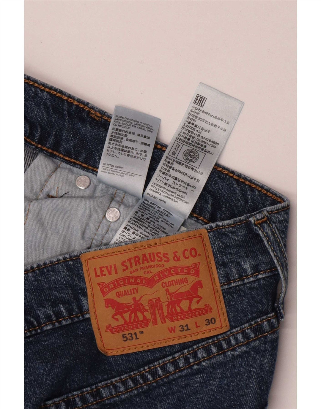 Levi's Herren 531 Slim Jeans W31 L30 Blaue Baumwolle