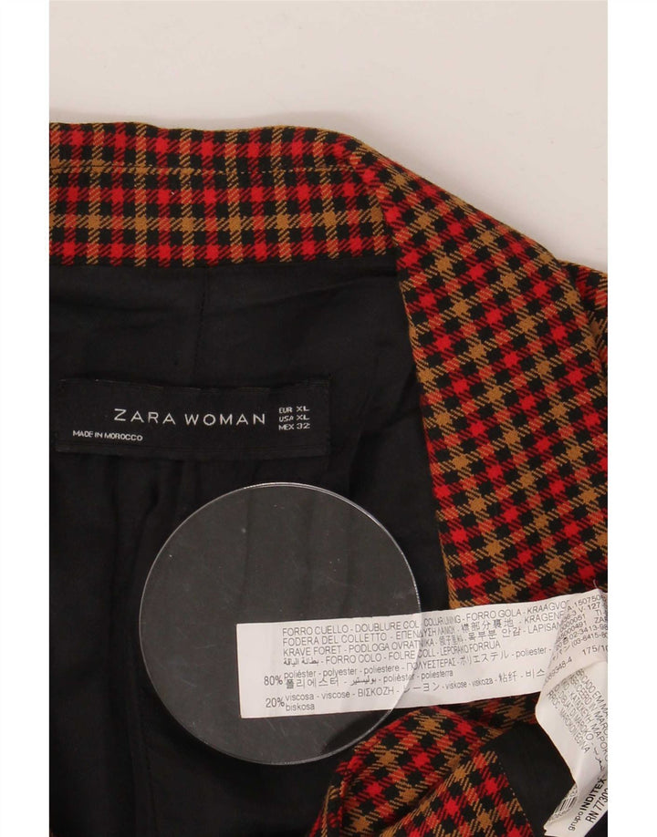 Zara Damen-Blazerjacke mit 2 Knöpfen, UK 18, XL, mehrfarbig, kariert, Polyester