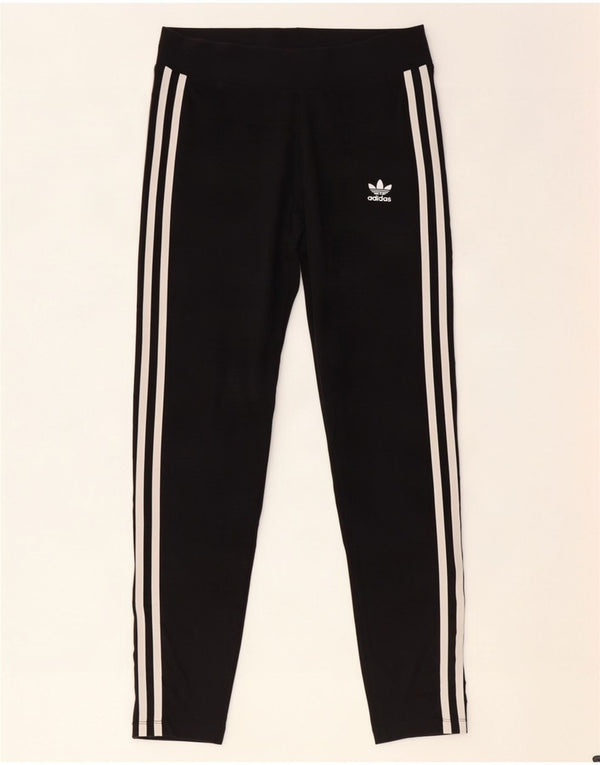 Adidas Damen Leggings UK 14 Medium Schwarz Baumwolle