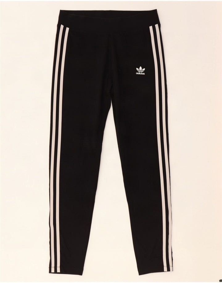 Adidas Damen Leggings UK 14 Medium Schwarz Baumwolle