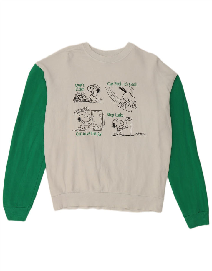 Benetton Herren Peanuts Grafik-Sweatshirt-Pullover, Mittelweiß, Farbblock
