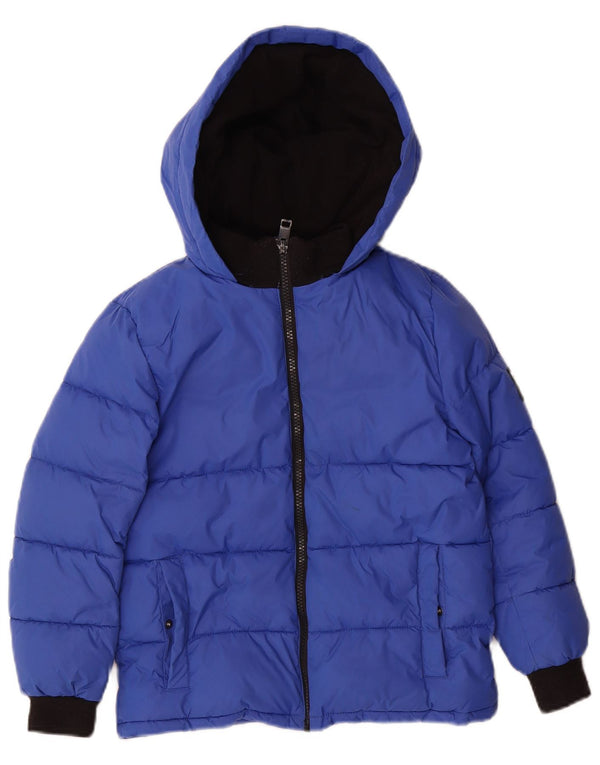 Diesel Jungen gepolsterte Jacke mit grafischer Kapuze, 7–8 Jahre, blaues Nylon