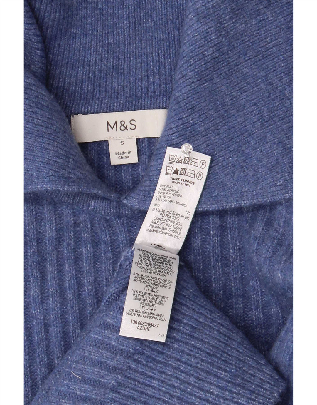 Marks & Spencer Damen-Pullover mit Rollkragen, übergroß, Gr. 10, Größe S, Blau