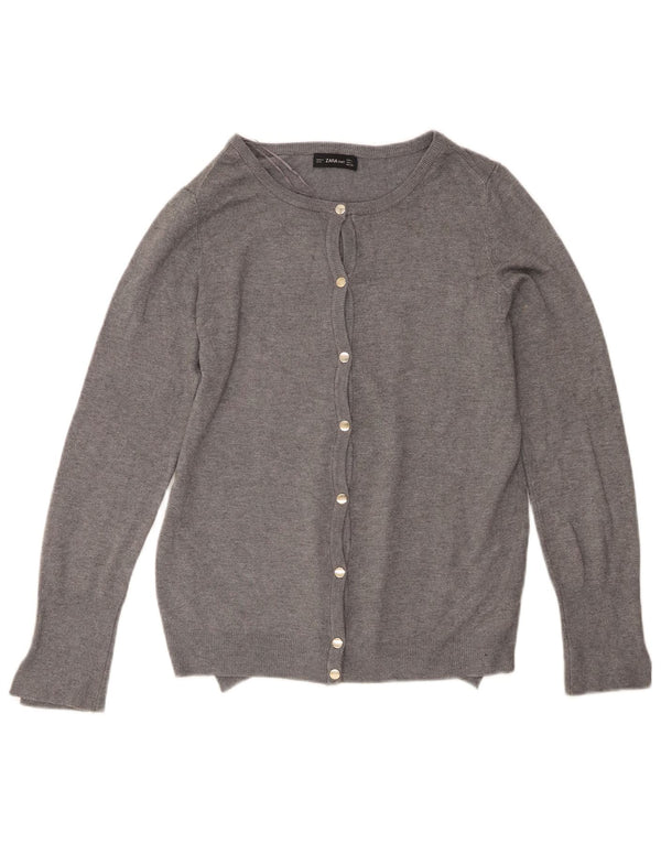 Zara Damen-Cardigan-Pullover UK 14 Große graue Viskose