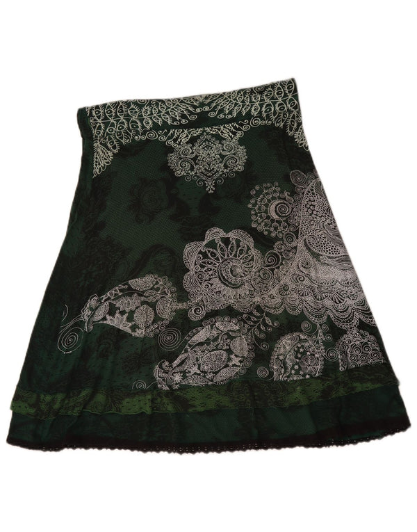 Desigual Damen A-Linienrock Medium W30 Grün geblümt