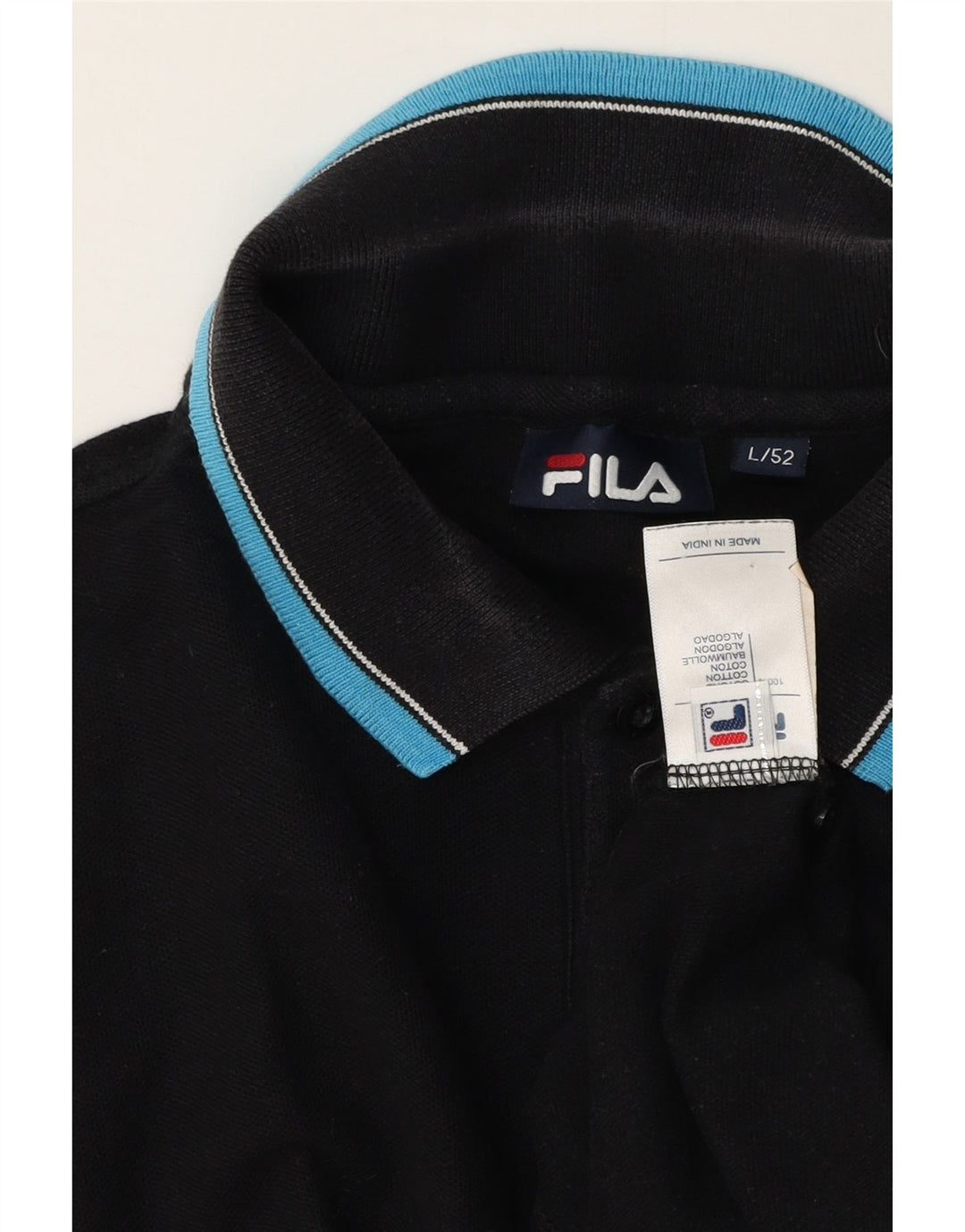 Fila Herren Poloshirt IT 52 Large Schwarz Baumwolle