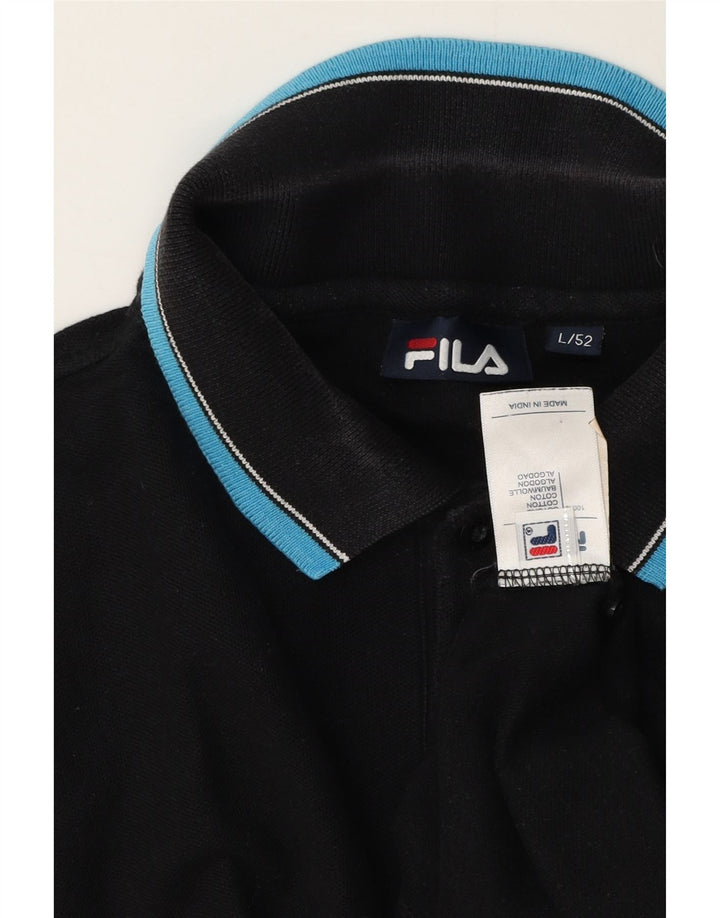 Fila Herren Poloshirt IT 52 Large Schwarz Baumwolle