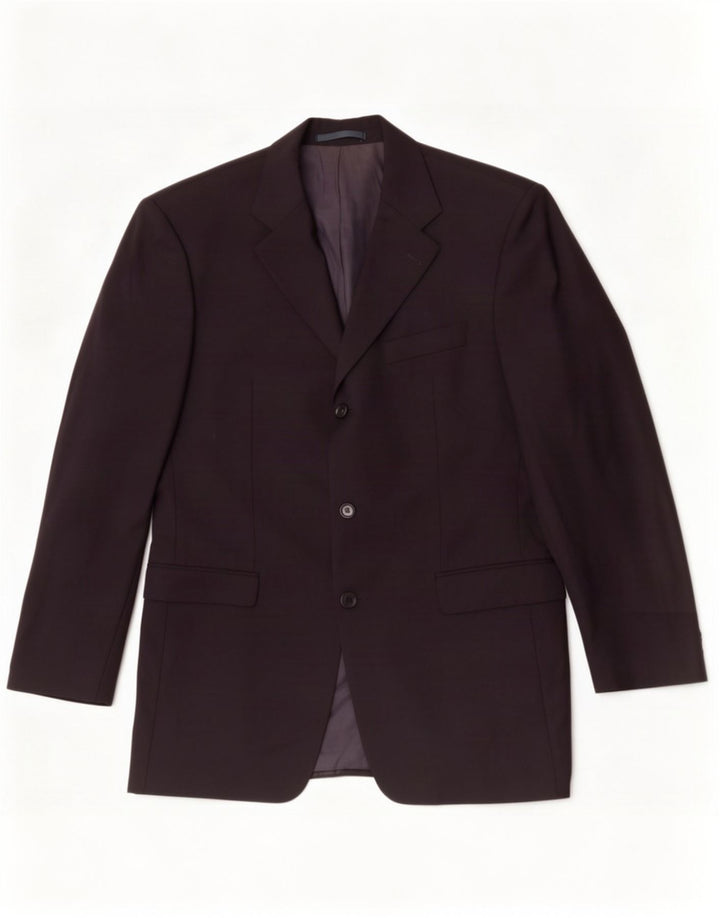 Hugo Boss Herren-Blazer mit 3 Knöpfen, IT 50, groß, marineblaue Schurwolle