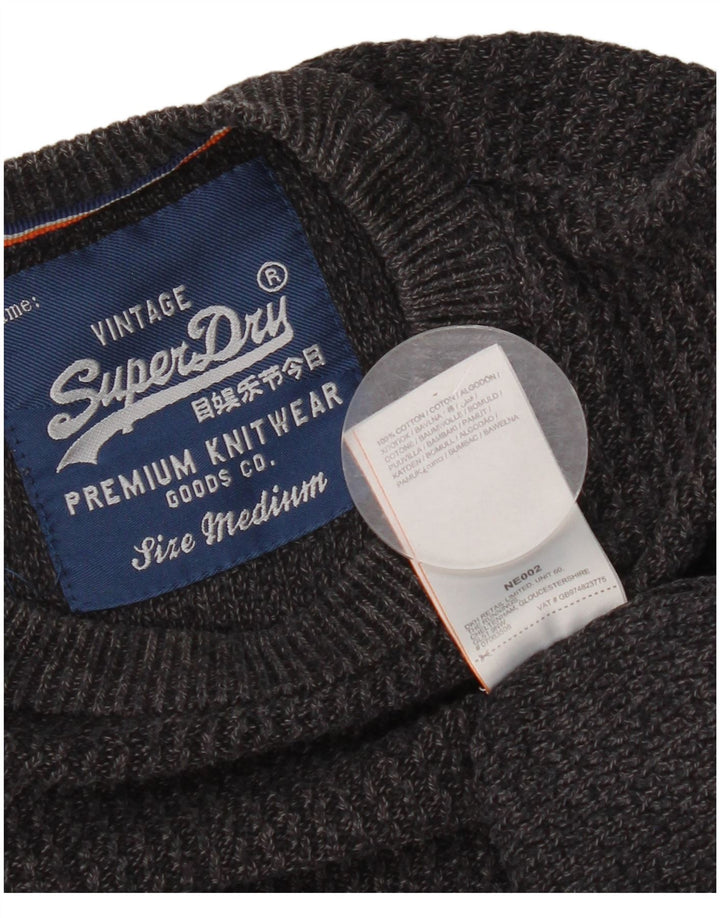 Superdry Herren-Pullover mit Rundhalsausschnitt aus mittelgrauer Baumwolle