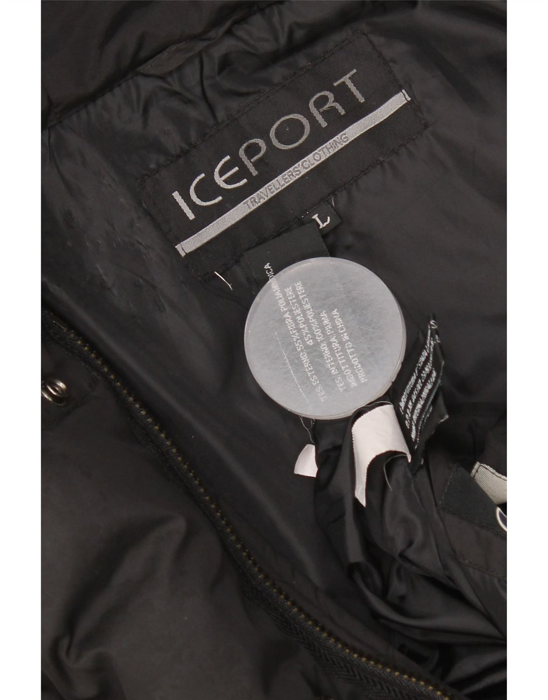 Iceport Wattierte Damenjacke mit Kapuze, UK 40, Größe L, Schwarz, Polyamid
