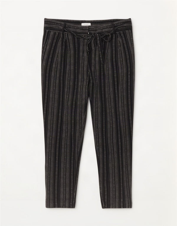 Marks & Spencer Womens Cropped Trousers UK 16 Large W36 L25 Black Striped