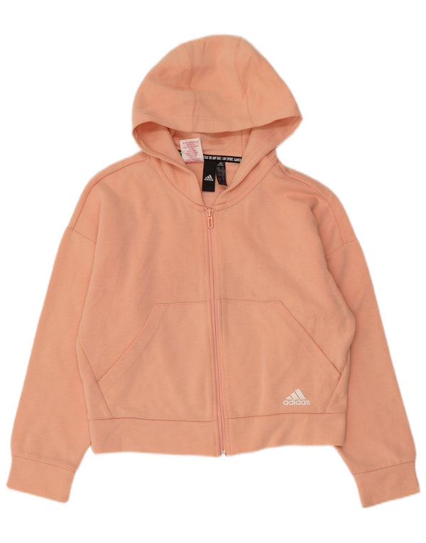 Adidas Mädchen-Kapuzenpullover mit Reißverschluss, 11–12 Jahre, rosa Baumwolle