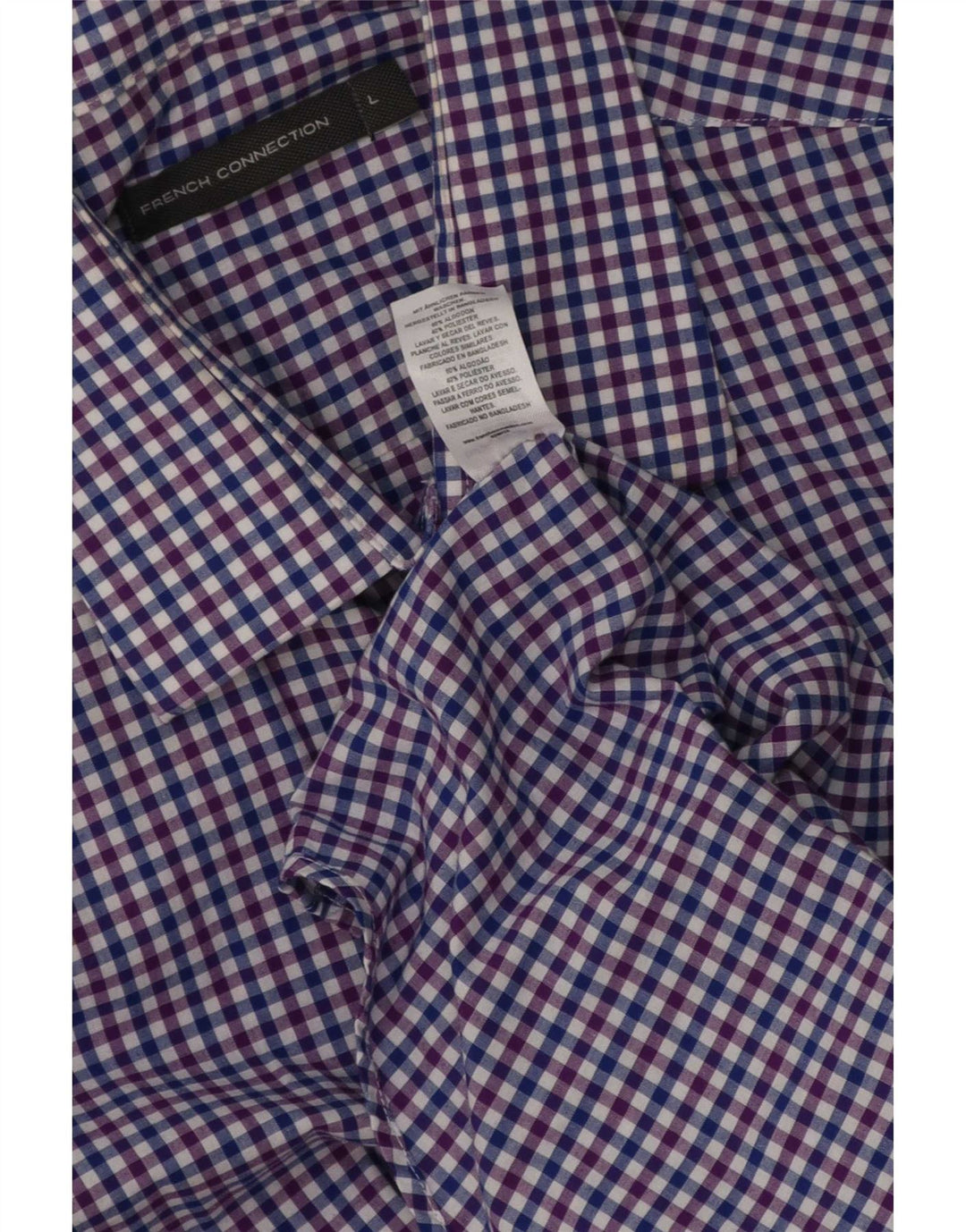 French Connection Herren-Hemd mit normaler Passform, großes, blaues Gingham-Baumwolle
