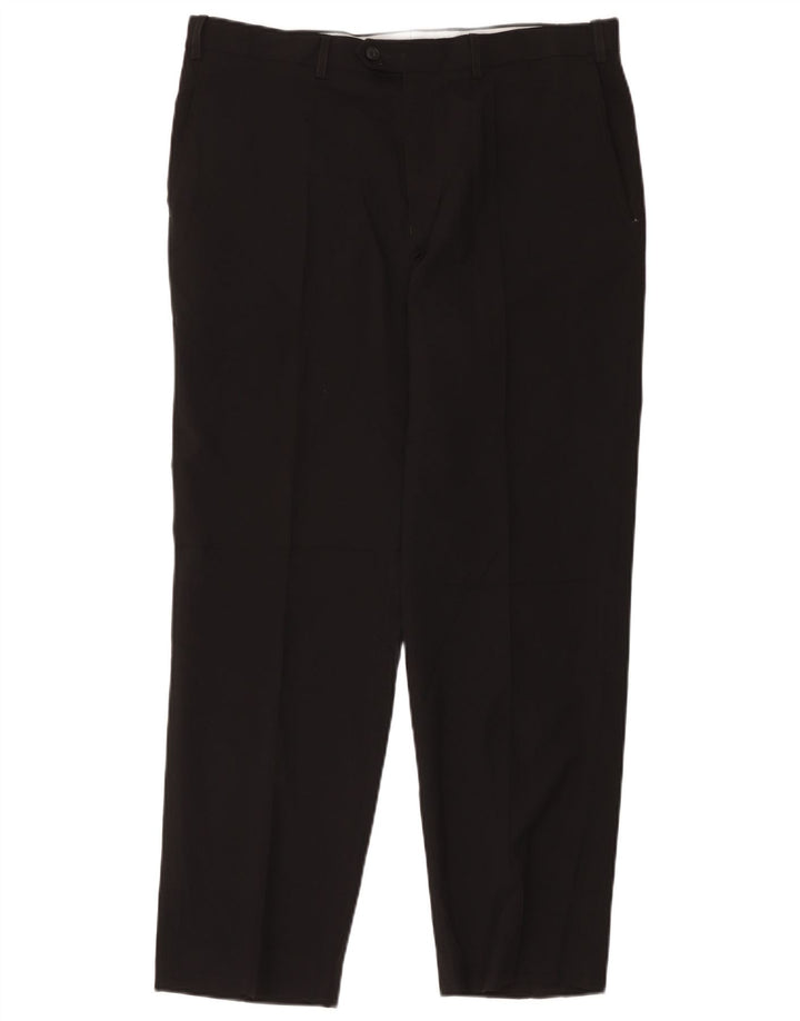 Gerade Herren-Anzughose von Marks & Spencer, W36, L31, schwarzes Polyester