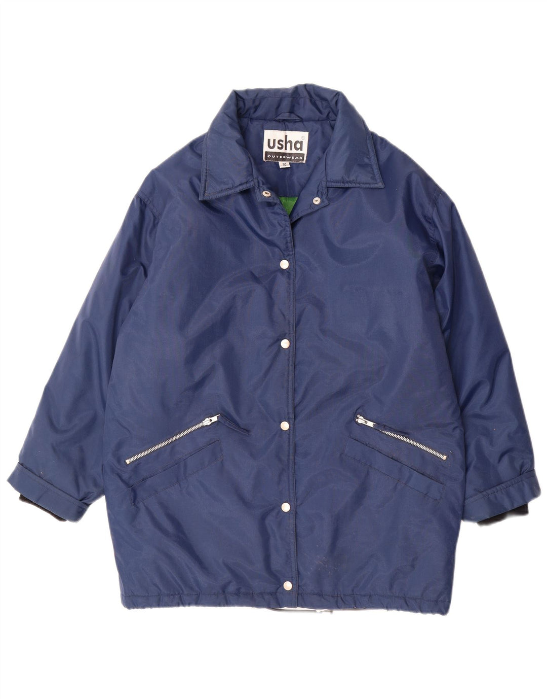 USHA Womens Oversized Windbreaker Coat UK 10 Small Navy Blue Polyester