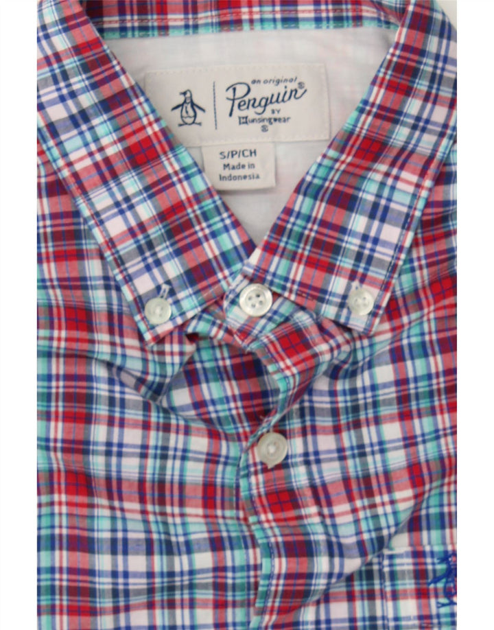 PENGUIN Mens Checked  Short Sleeve Shirt Small Multicoloured Check Classic Vintage Penguin and Second-Hand Penguin from Messina Hembry 