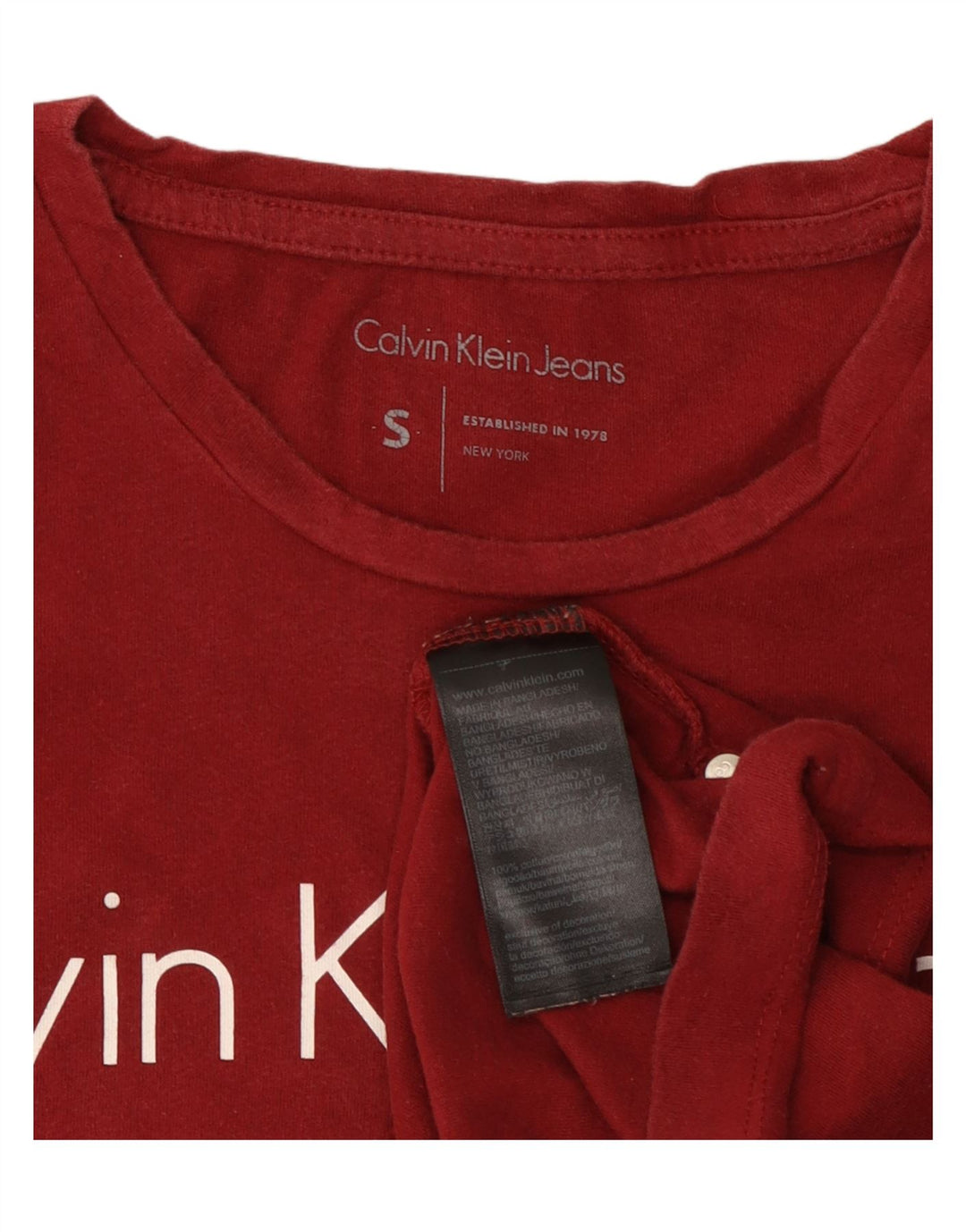 CALVIN KLEIN JEANS Herren Grafik T-Shirt Top Small Rot Baumwolle