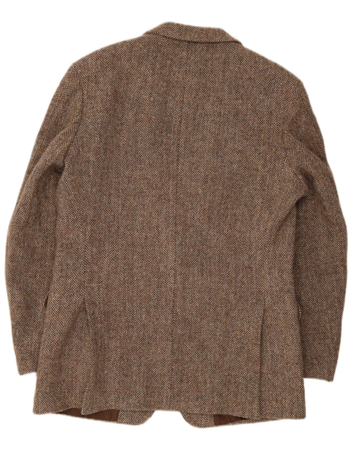 Harris Tweed Herren St. Michael Blazer Jacke UK 40 Großes braunes Fischgrätenmuster