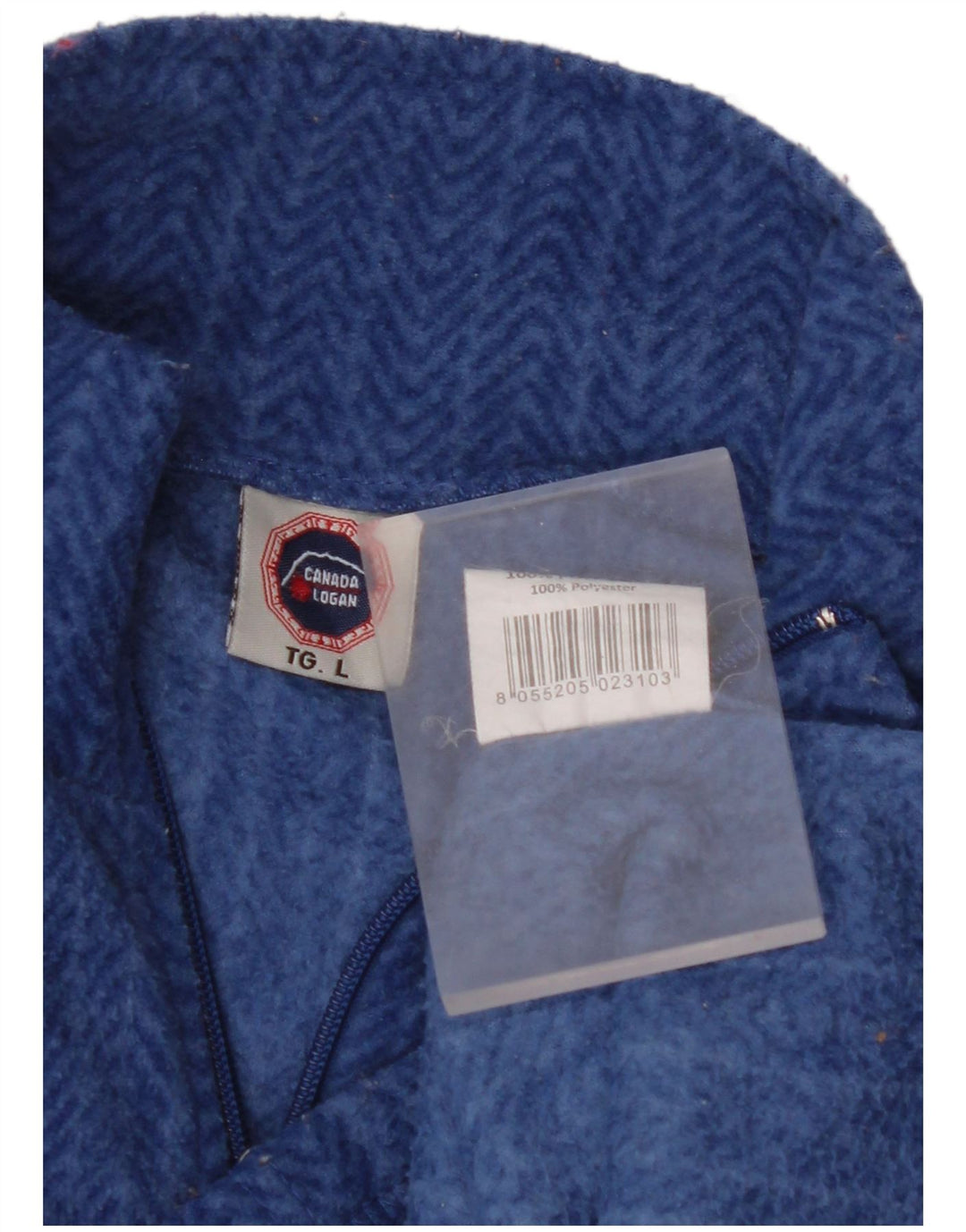 CANADA LOGAN Damen Fleecejacke UK 16 Großes blaues Fischgrätenmuster aus Polyester