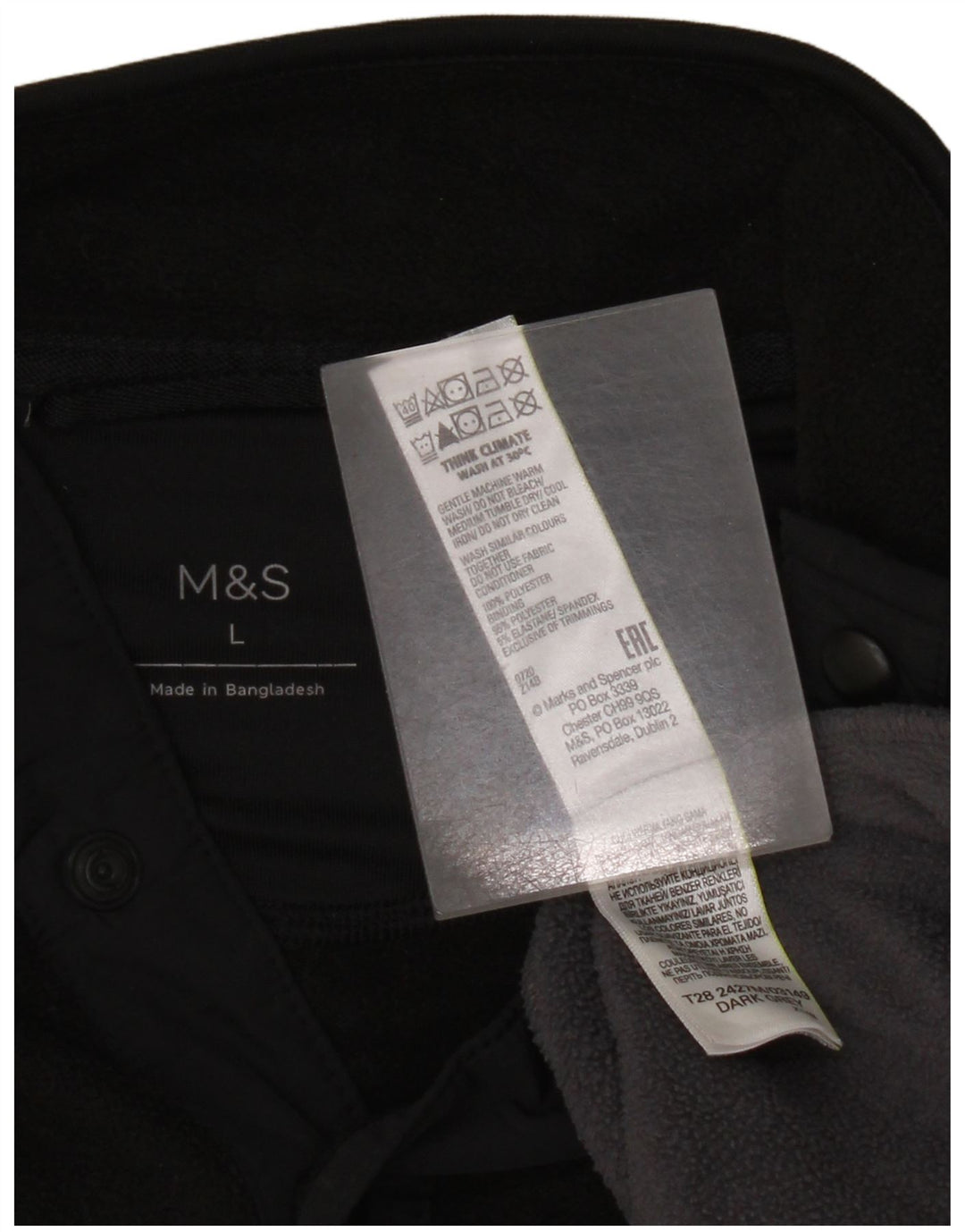 Marks & Spencer Herren-Fleecepullover mit Knopfkragen, groß, Grau, Farbblock