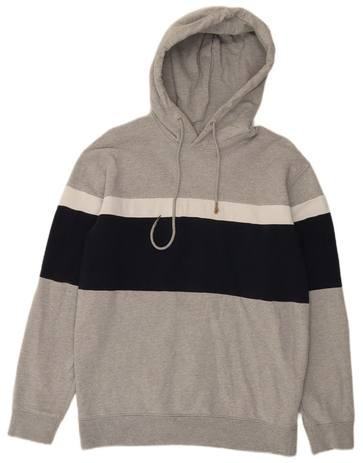 Zara Herren-Kapuzenpullover aus mittelgrauer Colourblock-Baumwolle