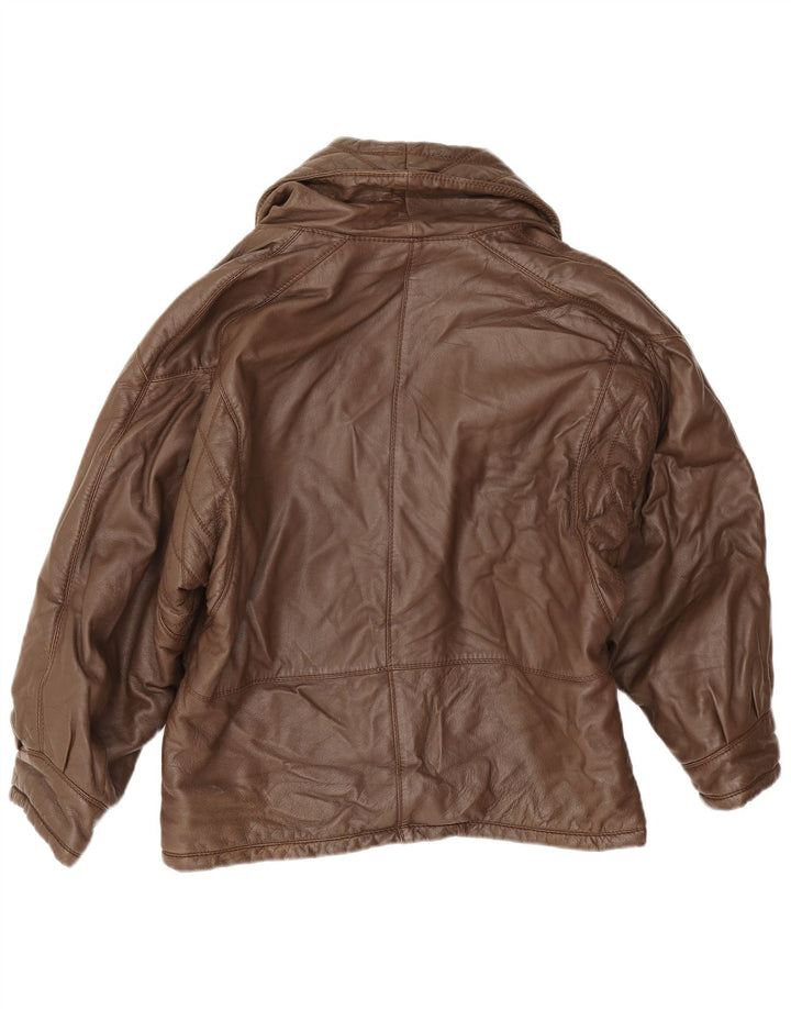 Carla Buti Damen Übergroße Lederjacke IT 46 Large Braun