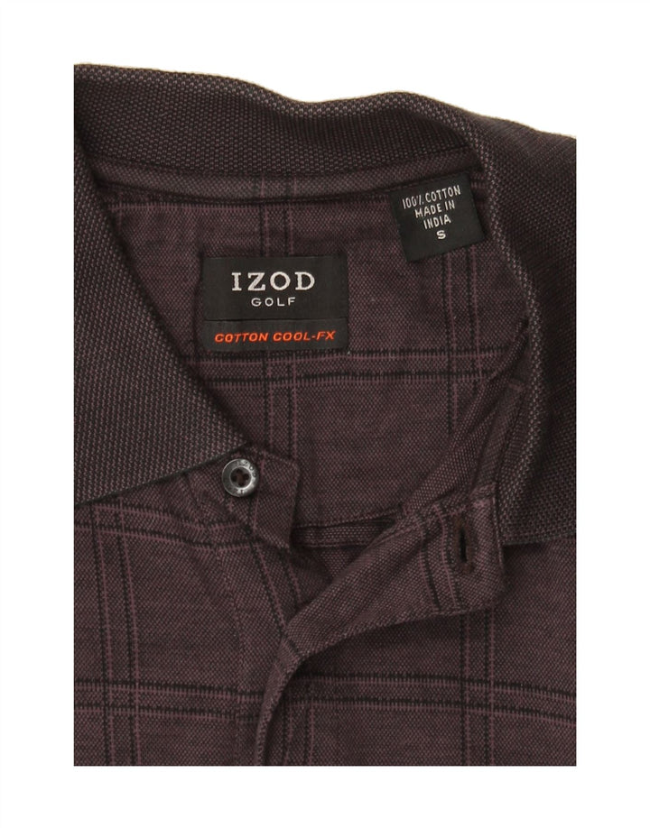 IZOD Mens Golf Polo Shirt Small Purple Check Cotton Vintage Izod and Second-Hand Izod from Messina Hembry 