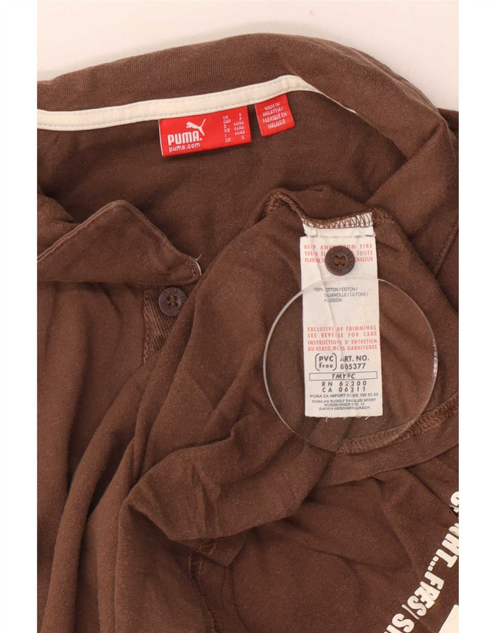 Puma Herren-Poloshirt mit Grafik, Größe S, braune Baumwolle