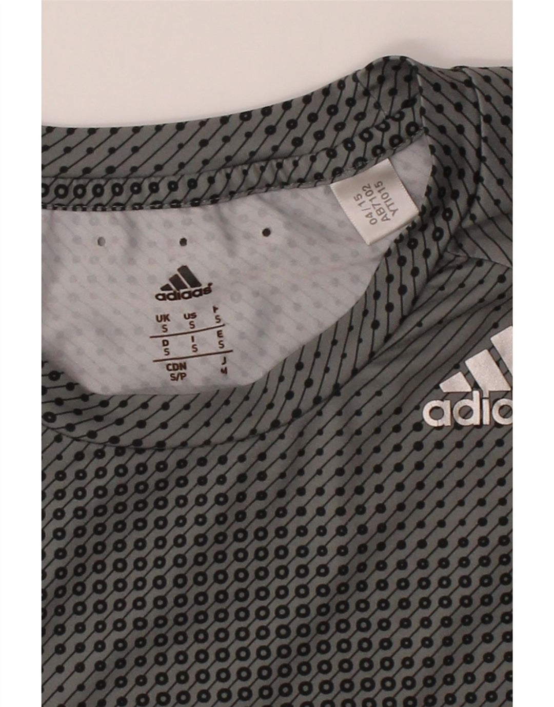ADIDAS Mens Climacool T-Shirt Top Small Grey Spotted Vintage Adidas and Second-Hand Adidas from Messina Hembry 
