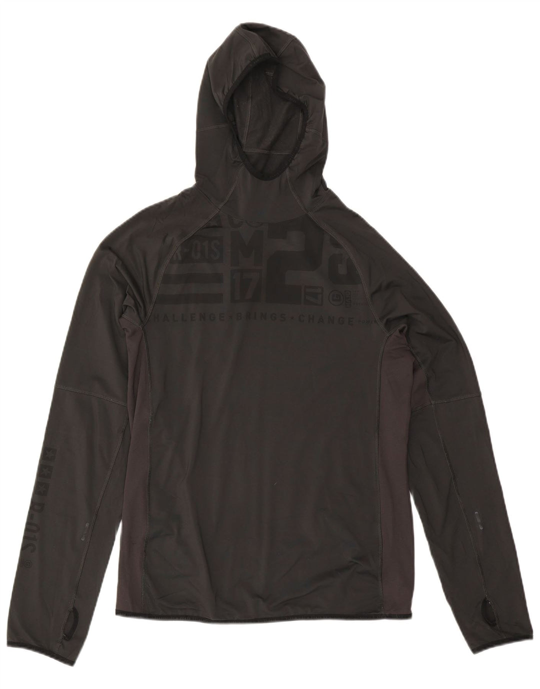 Reebok Herren Kapuzenshirt mit Grafik, langärmlig, groß, aus schwarzem Polyester