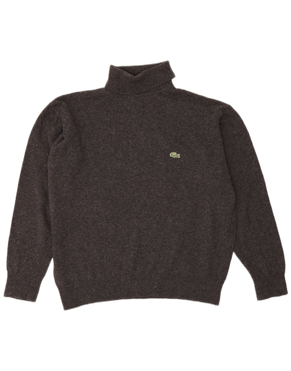Lacoste Herren Rollkragenpullover Pullover Größe 6 XL Graue Lammwolle