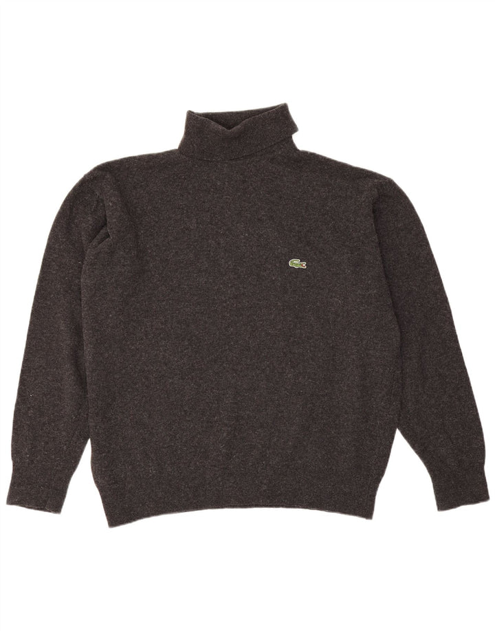 Lacoste Herren Rollkragenpullover Pullover Größe 6 XL Graue Lammwolle