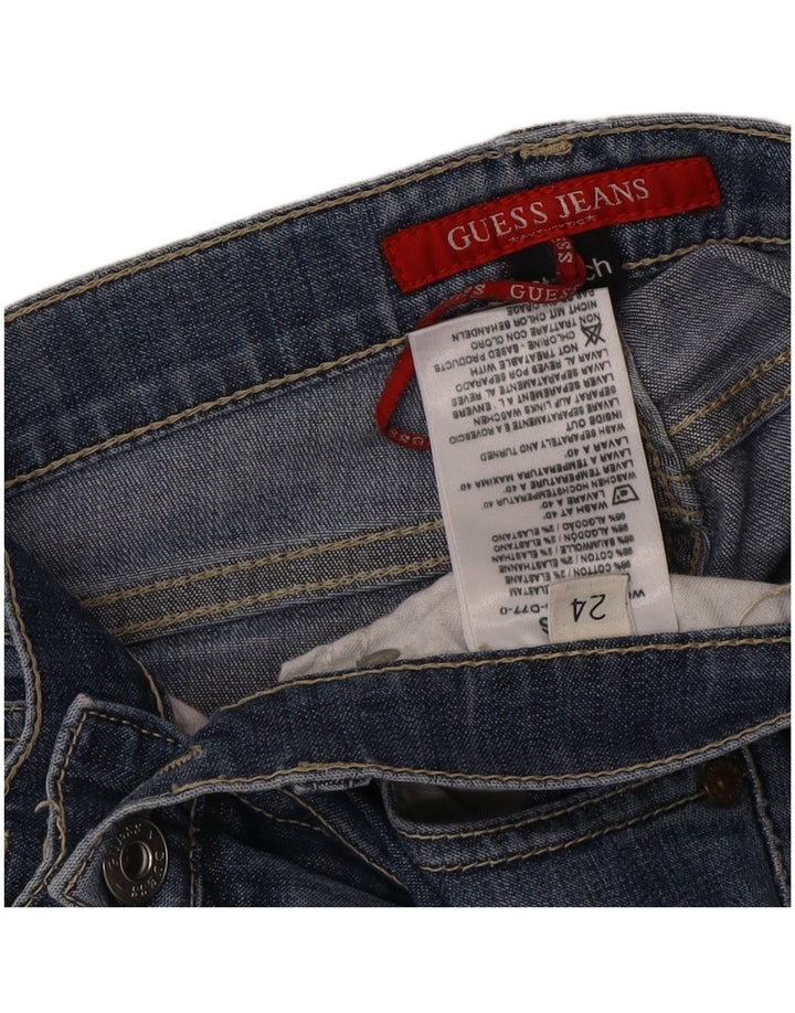 GUESS Womens Slim Jeans W24 L24 Blue Cotton