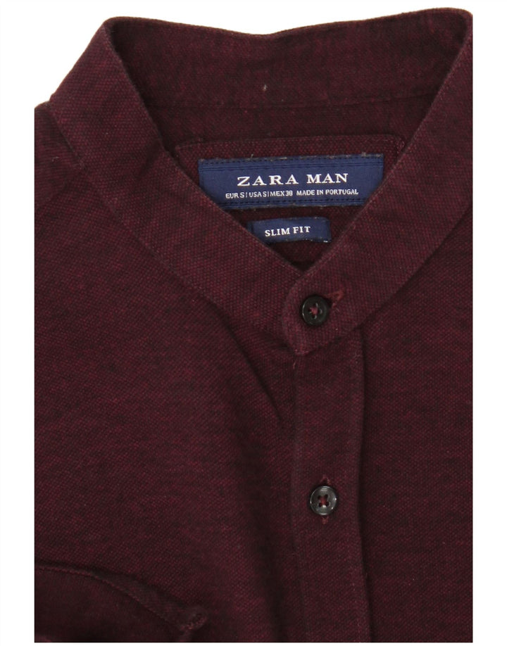 Zara Slim-Fit-Hemd für Herren, Größe S, Kastanienbraun