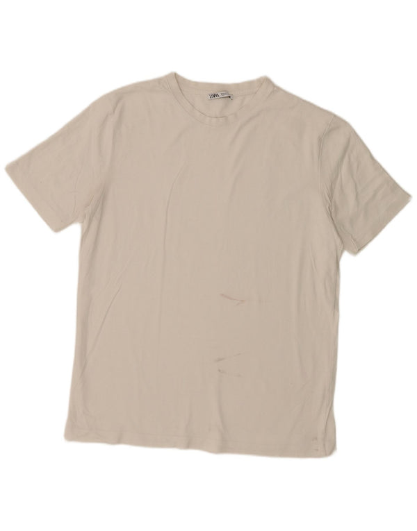 Zara Herren T-Shirt Top Mittelweiße Baumwolle
