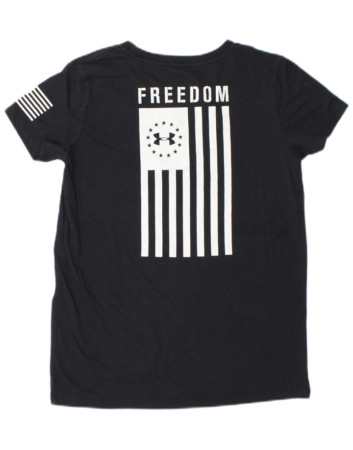 UNDER ARMOUR Damen Grafik-T-Shirt-Oberteil UK 6 XS Schwarz gestreift