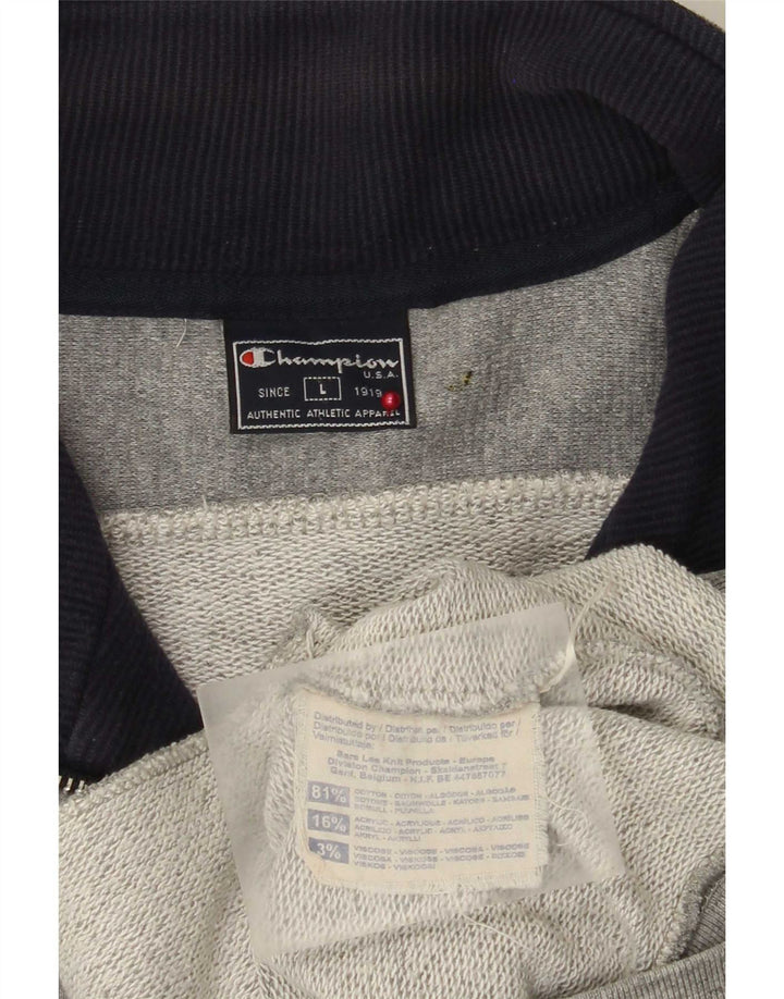 Champion Herren-Trainingsanzug-Top-Jacke, große graue Colourblock-Baumwolle