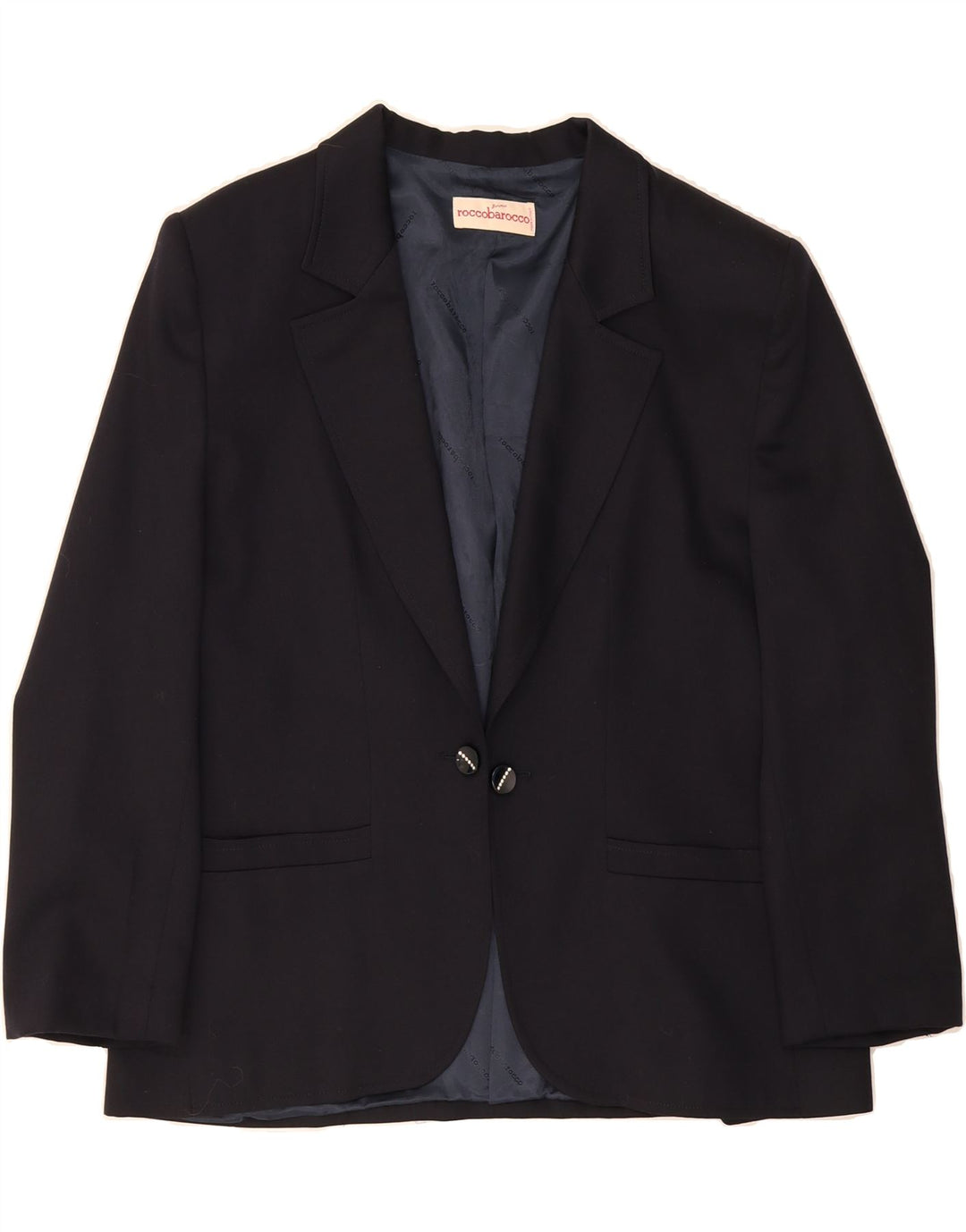 ROCCOBAROCCO Womens Blazer Jacket UK 18 XL Navy Blue Wool Vintage Roccobarocco and Second-Hand Roccobarocco from Messina Hembry 