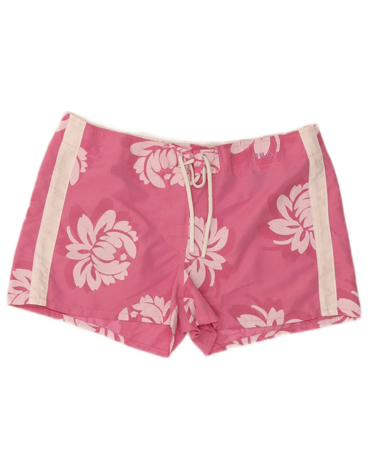 Fila Damen Badeshorts UK 12 Medium Pink Floral Polyamid