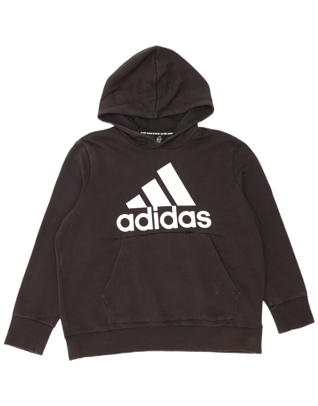 ADIDAS Damen Graphic Hoodie Pullover UK 24/26 2XL Schwarze Baumwolle