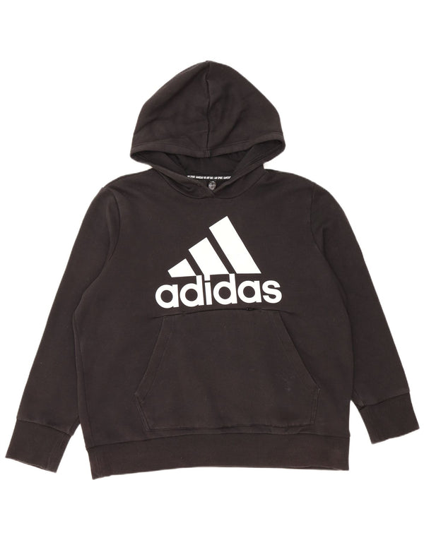 ADIDAS Damen Graphic Hoodie Pullover UK 24/26 2XL Schwarze Baumwolle