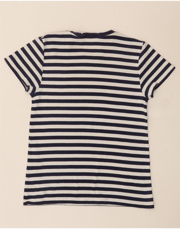 Ralph Lauren Damen T-Shirt Top UK 14 Große weiß gestreifte Baumwolle nautisch
