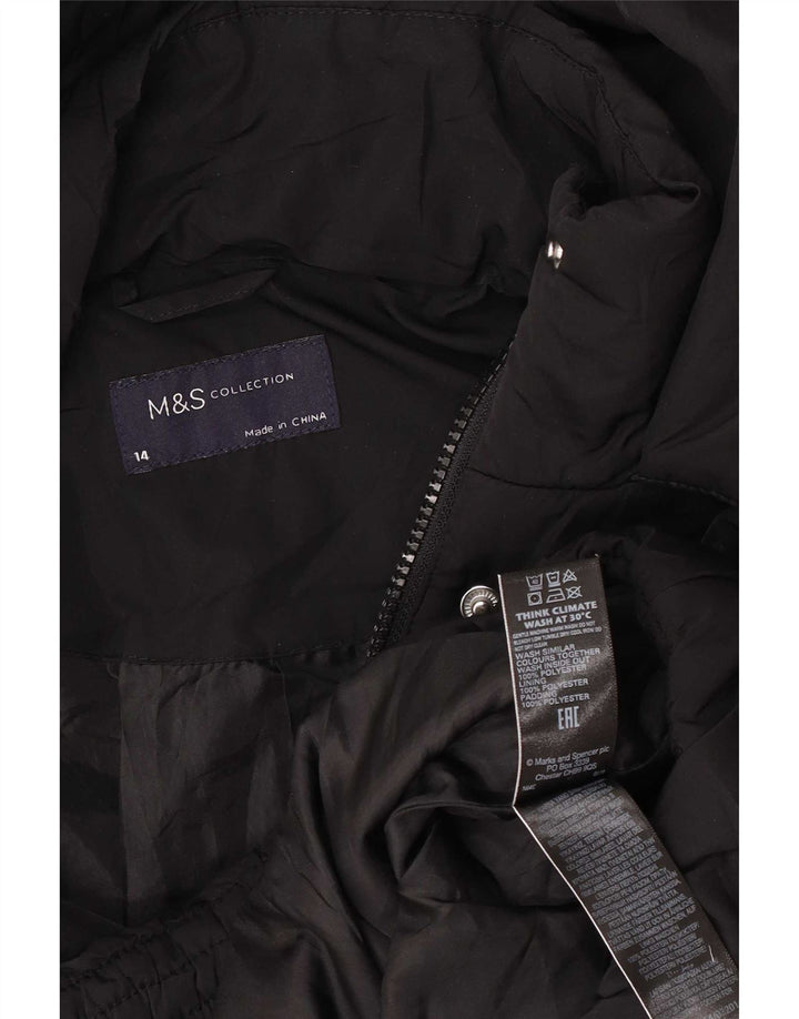 Marks & Spencer Damen-Kapuzen-Übergröße, wattierte Jacke, Gr. 14, Schwarz