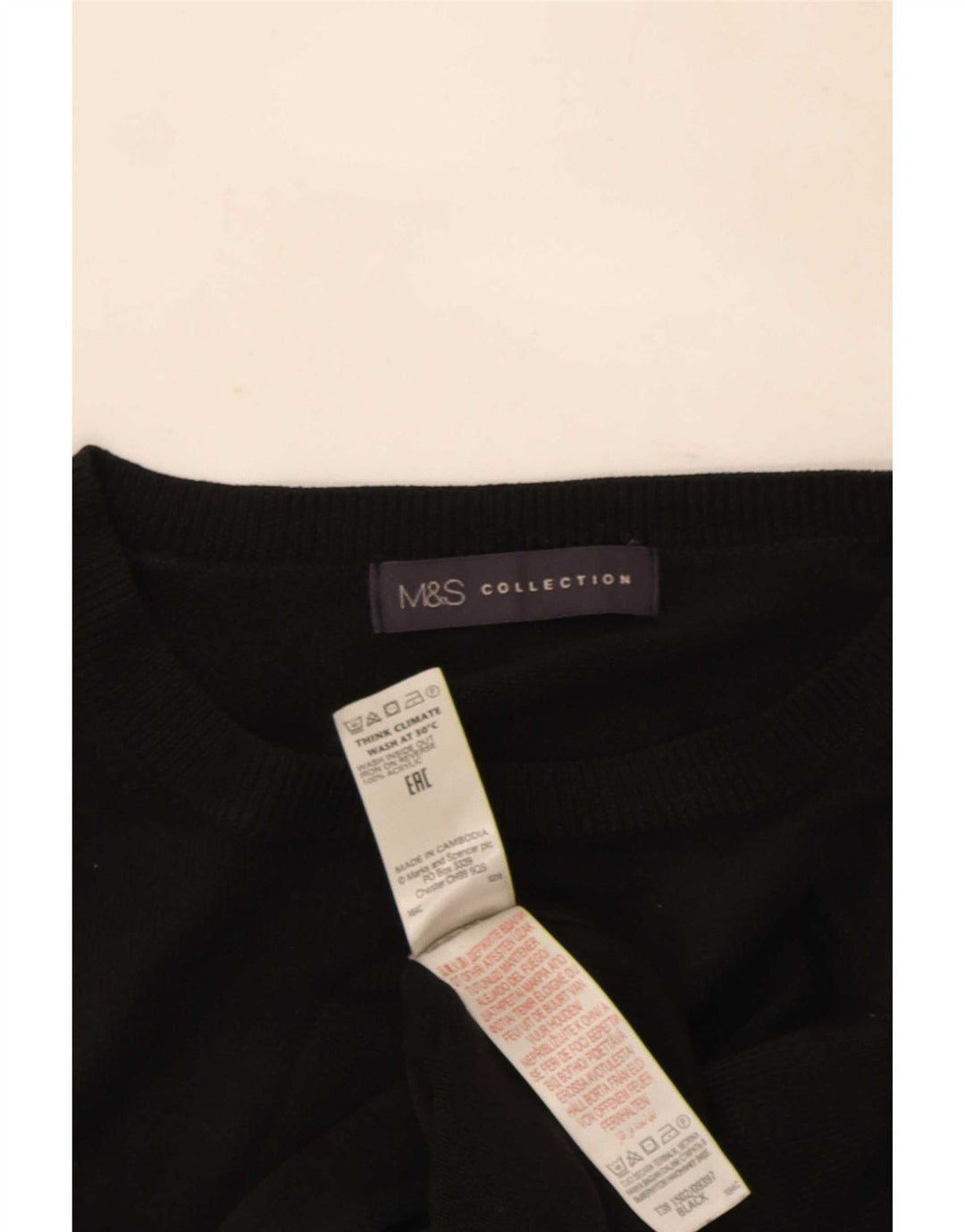 Marks & Spencer Damen-Pullover mit Rundhalsausschnitt, Gr. 14, Mittelschwarz, Acryl